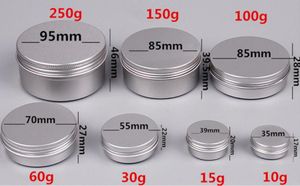 5 10 15 30 60 100 150 200 250 ml Lege aluminium cosmetische containers pot lip balsem pot tin voor crème zalf hand crème packagin