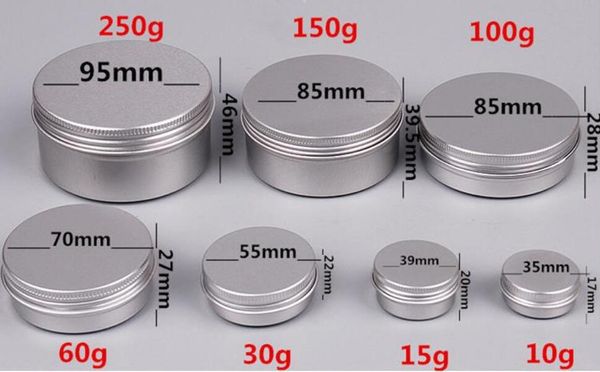 5 10 15 30 60 100 150 200 250 Ml Vide En Aluminium Cosmétique Conteneurs Pot Baume À Lèvres Pot Étain pour Crème Pommade Crème Pour Les Mains Emballage