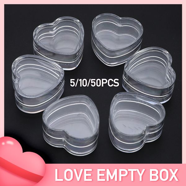 5/10/50pcs forma de corazón de plástico botella cosmética cosmética bálsula de bálsamo libinana caja de olla de botas de recipiente protable de recipiente recargable set