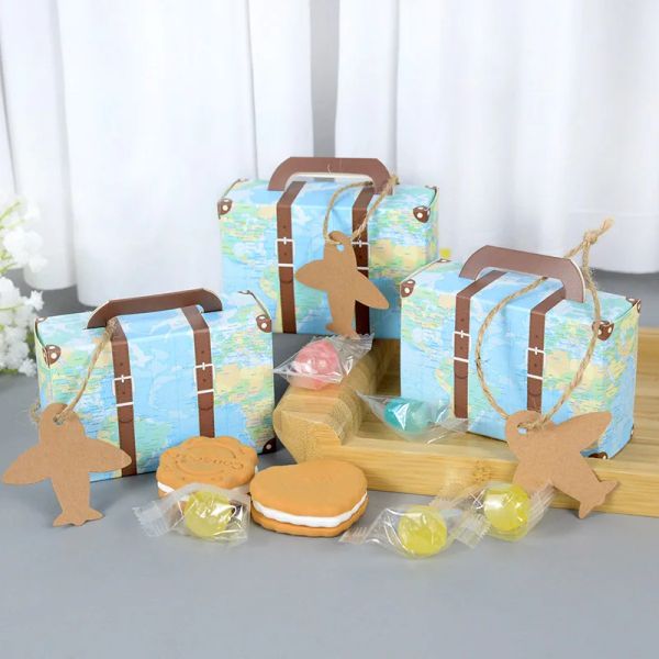 5/10 PCS MINI WORLD MAP BOX Gift Boad Kraft Paper Boxes Boîtes de voyage Favors de mariage