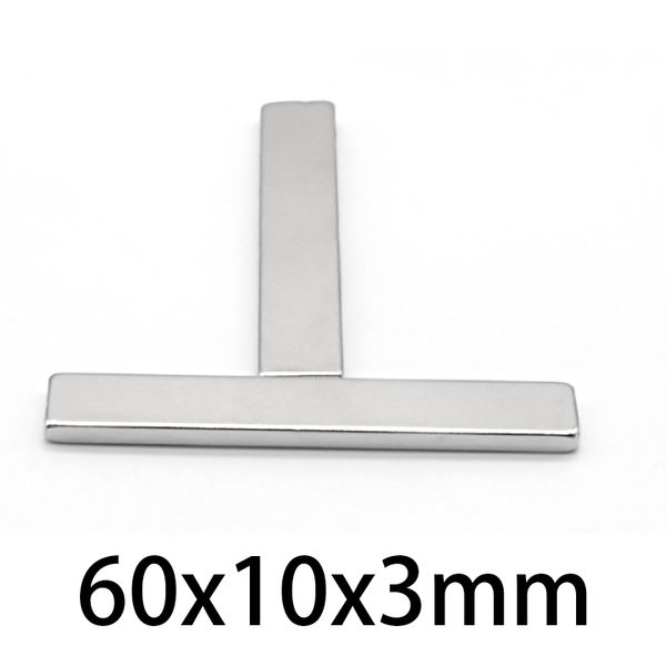 5-100 PCES 60X10X3MM N35 MAGNÉTIQUE puissant 60 * 10 * 3 mm 60x10x3mm Ndfeb Super Strong Neodymium Magnets Permanent Magnet Block