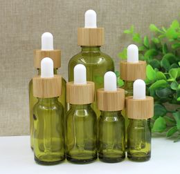 5-100 ml druppelaar fles groene glazen verpakking lege cosmetische container aromatherapie vloeistof pipet pipet reizen etherische olieverflessen