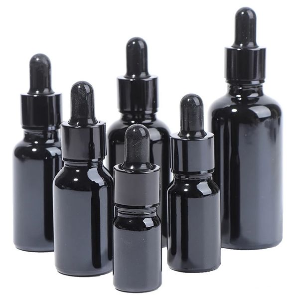 Botella cuentagotas de 5-100ML, reactivo, ojo, vidrio negro, pipeta líquida para aromaterapia, contenedor de Perfume