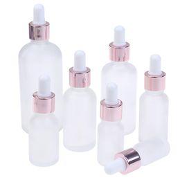 5-100 ml Frosted Glass Dropper Bottle etherische olieflessen met oogdruppels parfumvoorbeeld cosmetische containers