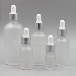 5 10ML Flacons compte-gouttes en verre dépoli15 20 30 50 ML Flacons compte-gouttes d'huile essentielle Bouteilles de pipette de parfum Conteneurs cosmétiques pour voyage Shdd