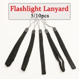 5/10 stcs 20 cm zaklampbanden Lanyard Sling EDC Outdoor Tools Zwart Paracord Ajustable Anti Lost voor Torch Camera Phone Kits