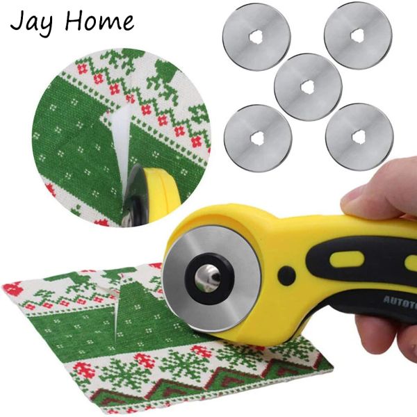 5/10pcs 45 mm Rotary Cutter Blade Tissu Fabric Paper Cuir Rotary Cutters Blades de remplacement avec outils de couture de boîtier de rangement