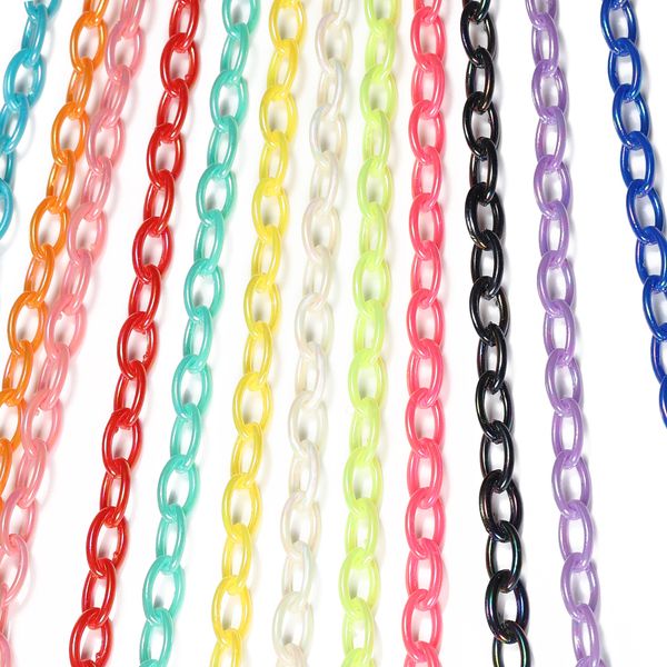 Cadena de cierre de langosta de plástico con eslabones acrílicos coloridos de 5-10 Uds. De 50cm para fabricación de joyas diy, llavero, collar para niños, cadenas de pulsera