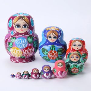 5 10 piezas encantadoras muñecas de madera Matryoshka anidando Babushka pintura a mano rusa para niños juguetes de Navidad regalos muñecas pintadas a mano 240315