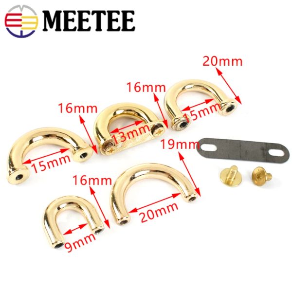 5/10 piezas de forma de metal metal arco puente hebilla correa corneta d anillo conector de anillo bacina de bolso artesanía de cuero hardware de costura
