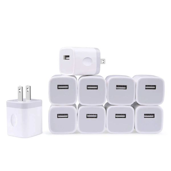 5-10Pcs USA US 1A AC Wall Charger Mini Portable Power adapters For IPhone 7 8 x xr 11 12 13 14 15 Samsung Xiaomi LG