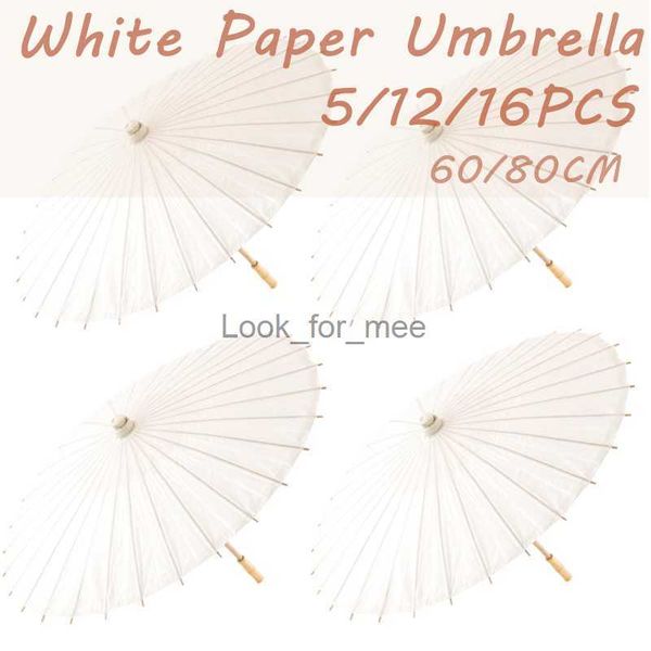 5/12 / 16PCS Parasol en papier de mariage Parapluie en papier Party Favor 60 / 80cm Parapluies en bambou pour centres de table de douche nuptiale Accessoires photo HKD230828