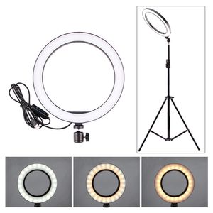 5 / 12W LED Selfie Ring Light Studio Photography Photo Lights Fill Light Tripod voor Mobiele Telefoon Live Make 160mm / 260mm Optioneel Y200114