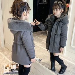 5-14 ans hiver filles manteau plus velours garder la veste chaude pour les filles Parka Snowsuit mode adolescents à capuche vêtements d'extérieur pour enfants 231228