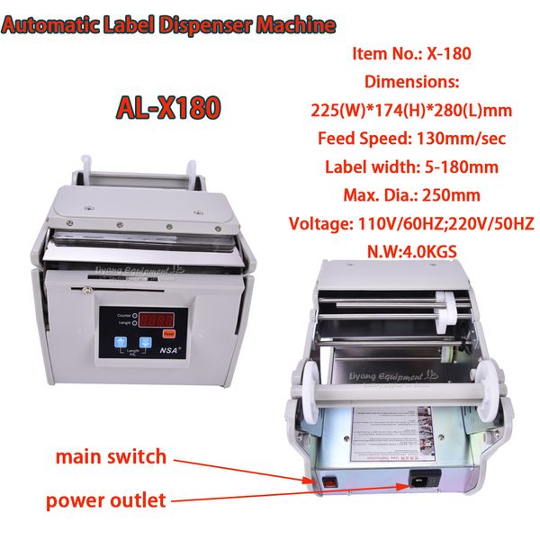 Distributeur automatique d'étiquettes 5-180mm, Machine de séparation d'autocollants de haute qualité AL-X180, dispositif de séparation d'étiquettes 220V 110V