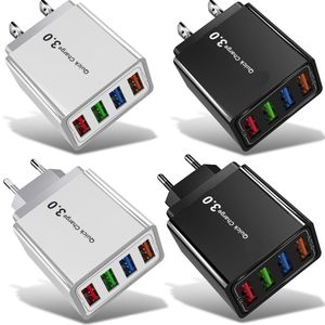 Chargeur mural à 4 ports USB, haute vitesse 3,1a, EU, US, adaptateur d'alimentation automatique, prise pour Iphone 14 15, Samsung, téléphone Android, PC, mp3