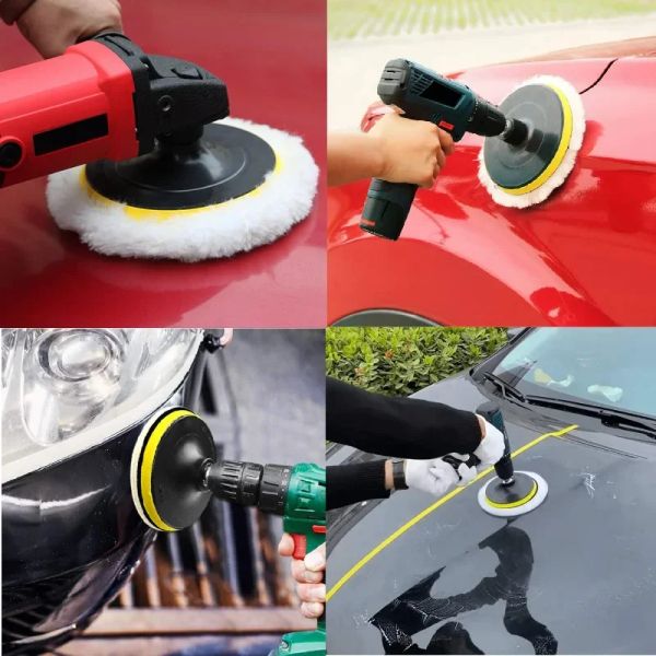 5 / 1pcs Kit de polissage Cara Police de polissage Disques éponges Soft Wool Wheel Auto Paint Care Polars Poudons de nettoyage Accessoires