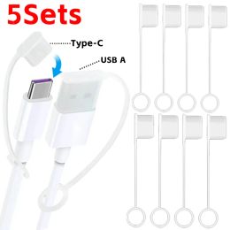 5-1Sets Anti-meest USB Type C Gegevenskabel Dust Plug Universal Silicone Type-C kabelhuls beschermer voor 10A 7A 6A 5A-gegevenskabel