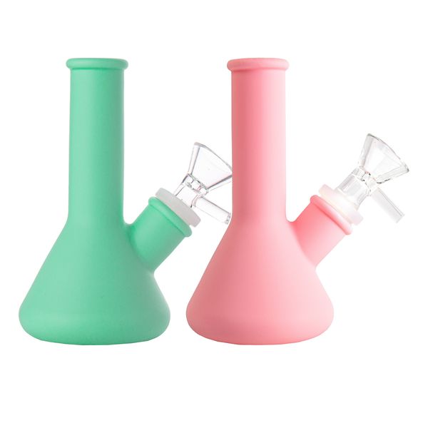 5,2 pouces Mini Beaker Silicone Bong Incassable Narguilés Dab Rigs Pipe À Eau Amovible Bong Plate-forme Pétrolière avec Tige En Silicone 14mm Bol En Verre GJ5425