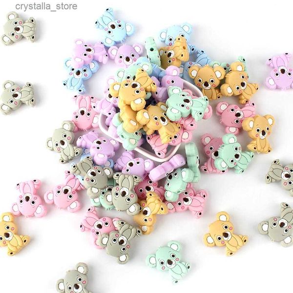 5/20/50 Uds. Cuentas de silicona para bebés, Mini cuentas de Koala encantadoras, mordedor de silicona, juguetes para la dentición, libre de BPA, cadena de chupete DIY, accesorios L230518