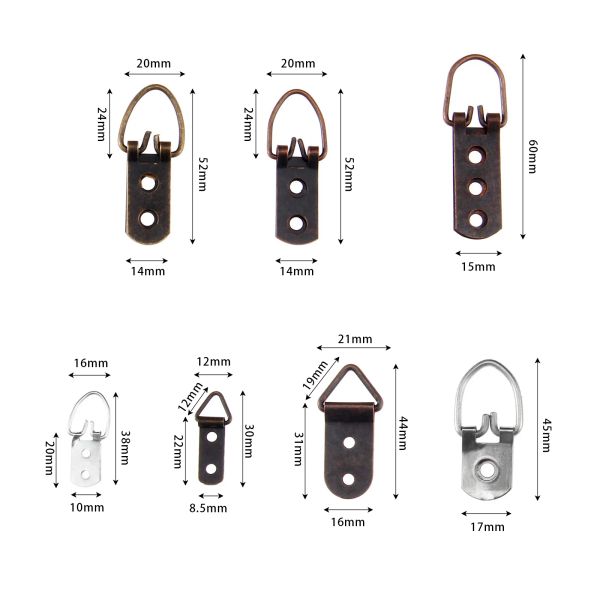 5/20pcs mini gancho de pintura al óleo del espejo ganchos del marco del anillo D colgante del colgador del colgador con tornillos