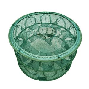 5-21 trous automatique pliant filet de pêche crevette Cage Nylon pliable crabe piège à poisson fonte réseau accessoires222g