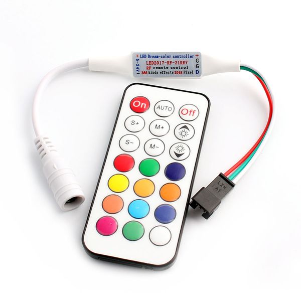 Controlador Led de 5-24V, Mini atenuador de píxeles de 21 teclas, 3 pines para pieza de Navidad WS2812/WS2811/SK6812, Conector de módulo RF de luz de tira de píxeles