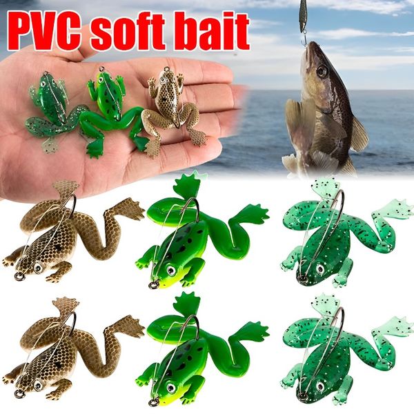 5,2 g / 6 cm portable durable portable Nouveau spinner de grenouille en caoutchouc Sinking Bass Bait PVC Lures de pêche douce accessoires de pêche