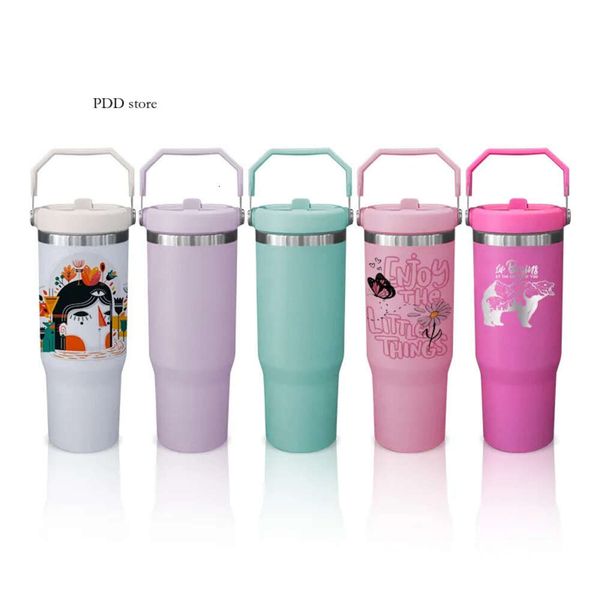 5 30oz couleurs sublimation gobelets en acier inoxydable avec couvercles de poignée personnalisés par express lg20 0422 0412