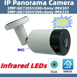 5 / 3MP Panor de lumière infrarouge IP Camera Metal Camera Fisheye IMX335 IMX307 H.265 MIC FACE MIC INTÉRIEUR DÉTECT P2P OUTDOOR IP66