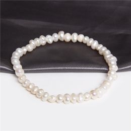 5-5.5mm natuurlijke zoetwater witte parel armband elastische barokke echte parels kralen armbanden ketting voor vrouwen fijne sieraden geschenken