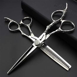 5.5/6/7/7.5 pouces ciseaux de coiffeur professionnels japon 440c ciseaux de Salon boutique ciseaux de coupe ensemble rasoir coiffure 211224