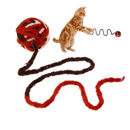 Juguete para gatos de 5,5/6cm, pelota para mascotas, perro, gatito, cola larga, sonajero borroso, juguetes para atrapar arañazos, cuerda de lana, pelota tejida