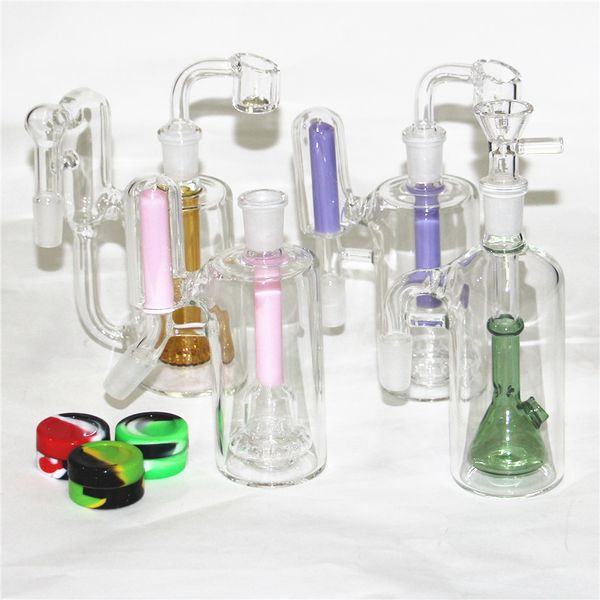 5,5 pouces 14mm mâle verre cendrier narguilé bong avec bol coloré silicone conteneur récupérateur épais pyrex cendrier eau fumer tuyaux