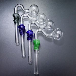 5,5 pouces verre crâne fumer poignée tuyaux coloré incurvé mini recycleur soufflé à la main brûleur à mazout bongs