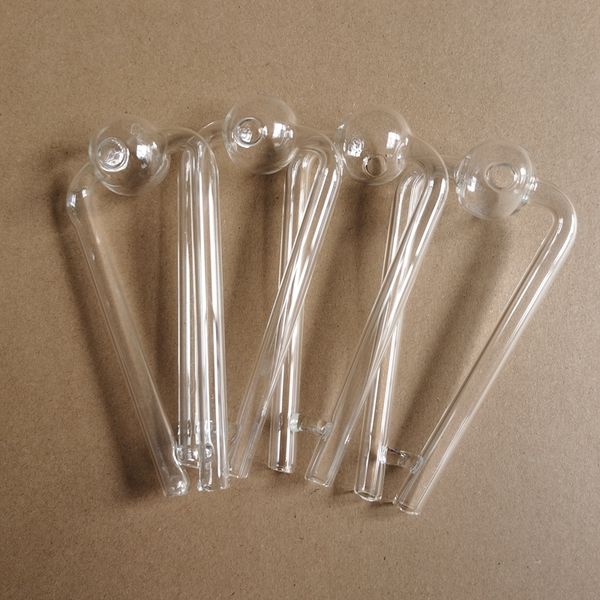 Brûleur à huile en verre à Double tube de 5.5 pouces, grand tube à huile en verre transparent de 14cm, tuyau à main pour fumer