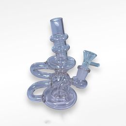 5,5 pouces en gangy bong mini portable de couleur mélangée teintée arc-en-ciel néo fab nyahater pipe à eau en verre bangs avec bol de 14 mm prêt à utiliser l'entrepôt américain