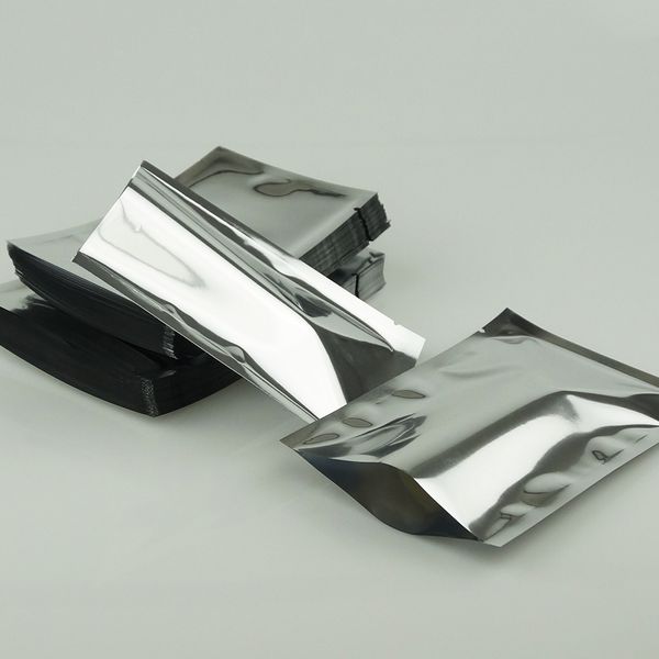 14x20 cm 100 pçs/lote sacos planos de folha de alumínio selo térmico - saco de embalagem de goma de mascar aluminizado prateado, bolsa de armazenamento de alimentos de plástico de folha de chapeamento