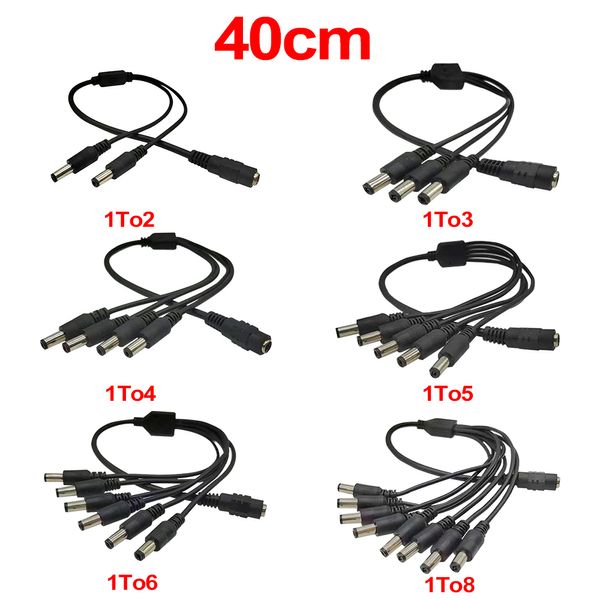 5,5 mm 2,1 mm 1 a 2/3/4/5/6/8 vías Cable de fuente de alimentación CC 5V 12V Cable conector adaptador de corriente para luces de tira LED Cámara CCTV Cable de extensión LED