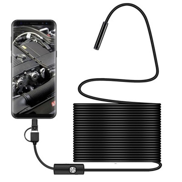 Endoscope industriel 3 en 1 de 5.5mm, détection de moteur de climatiseur de voiture, endoscope de téléphone Android