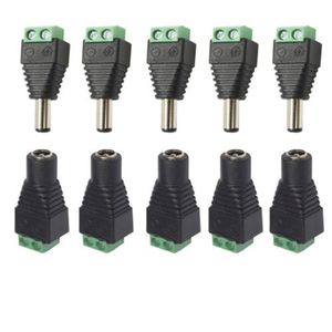 5.5mm x 2.1mm Female Male DC Power Plug Adapter for 5050 3528 5060 Single Color LED Strip and CCTV Cameras