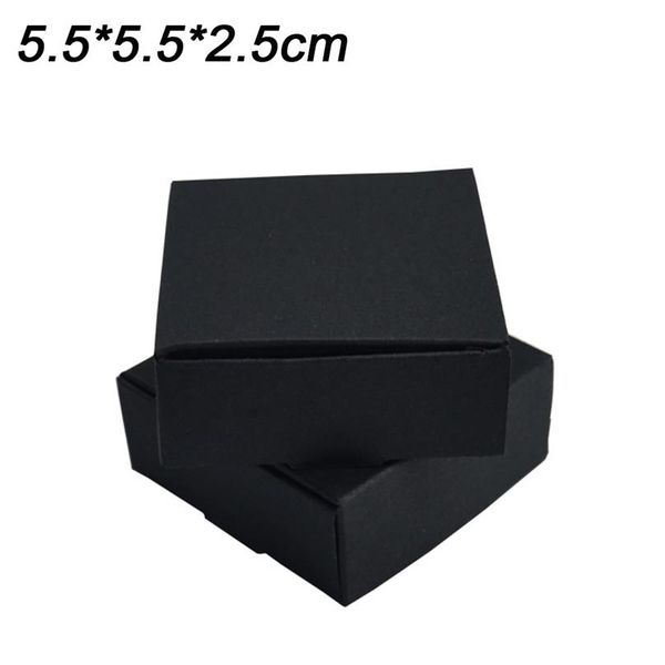 5 5x5 5x2 5cm Petites boîtes d'emballage en papier kraft noir pliable Emballage cadeau recyclable Boîtes en papier Carton souple Carton Retail 50pc204W