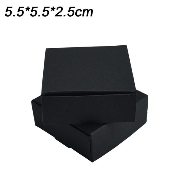 5 5x5 5x2 5cm Petites boîtes d'emballage en papier kraft noir pliable Emballage cadeau recyclable Boîtes en papier Carton souple Carton Retail 50pc240g