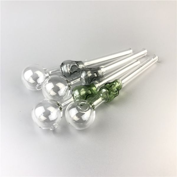 Brûleur à huile en verre de 5.6 pouces, grand bol à boule de 30mm, tuyau à fumer avec Tube de paille Pyrex de 10mm et 1.5mm d'épaisseur, tuyaux à main colorés en forme de crâne