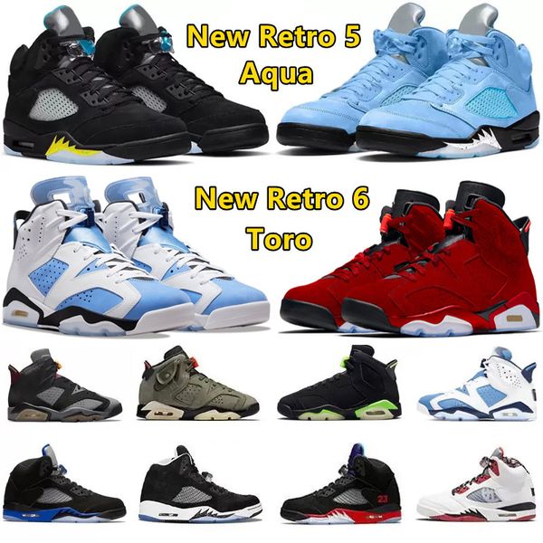 5 6 Chaussures de basket-ball pour hommes 5s Aqua Bluebird University Racer Blue 6s Toro Electric Georgetown Metallic Silver Infrared Men Trainers Sports Sneakers