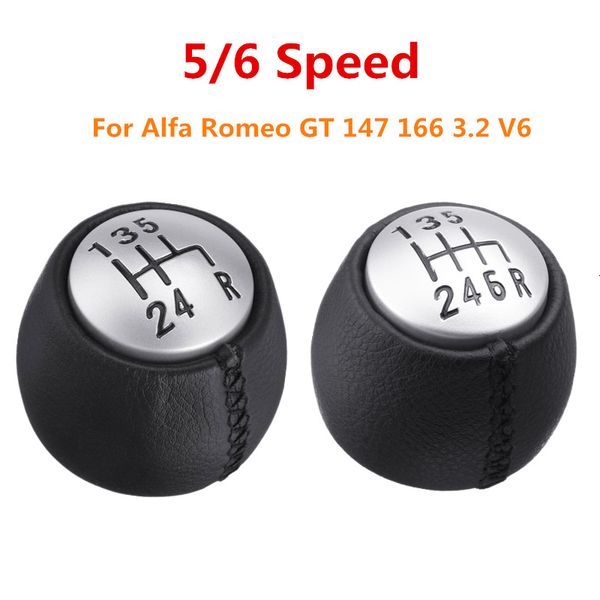 Pommeau de levier de vitesse manuel en cuir PU, 5 ou 6 vitesses, pour voiture, manette de vitesse ronde, 55347088, pour Alfa Romeo GT 147 166 3.2 V6