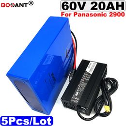 5 60 V 20AH PÇS / LOTE E MOTO-BATERIA Para Panasonic 18650 V Bicicleta Elétrica Carregador de Celular COM 5A 60 Bateria de íon de lítio 2000 W