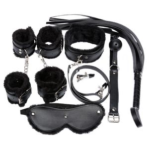 5/7/10 pièces ensemble sexe cuir Bdsm Bondage Kit flirter contraintes esclave fétiche cheville s bouche Gag mamelons pinces S19706