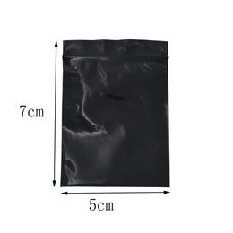 5/7cm Mini noir Zip Lock refermable sac à fermeture à glissière 500pcs / lot sac d'emballage en plastique auto-scellant au détail fermeture à glissière emballage cadeau d'épicerie Storag279f