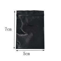 5/7cm Mini noir Zip Lock refermable sac à fermeture à glissière 500pcs / lot sac d'emballage en plastique auto-scellant au détail fermeture à glissière emballage cadeau d'épicerie Storag223m